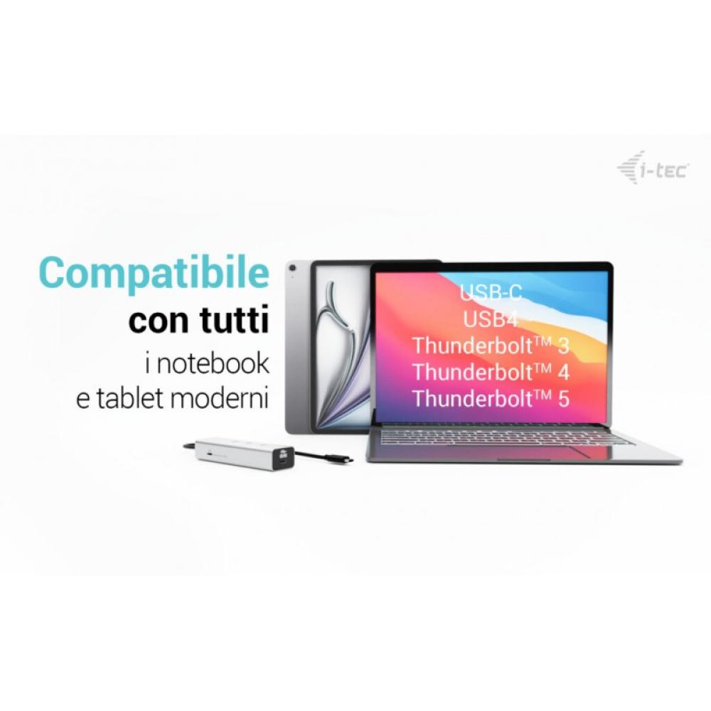 i-tec - Metal USB-C Charging HUB 5port with USB-C video 8K + Power Delivery 85W