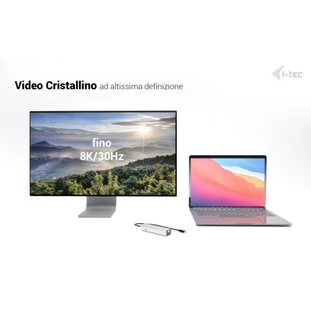 i-tec - Metal USB-C Charging HUB 5port with USB-C video 8K + Power Delivery 85W