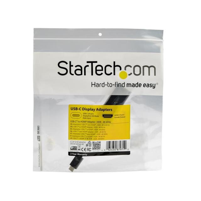 StarTech.com - Adaptador USB-C a HDMI con HDR - 4K 60Hz - Negro