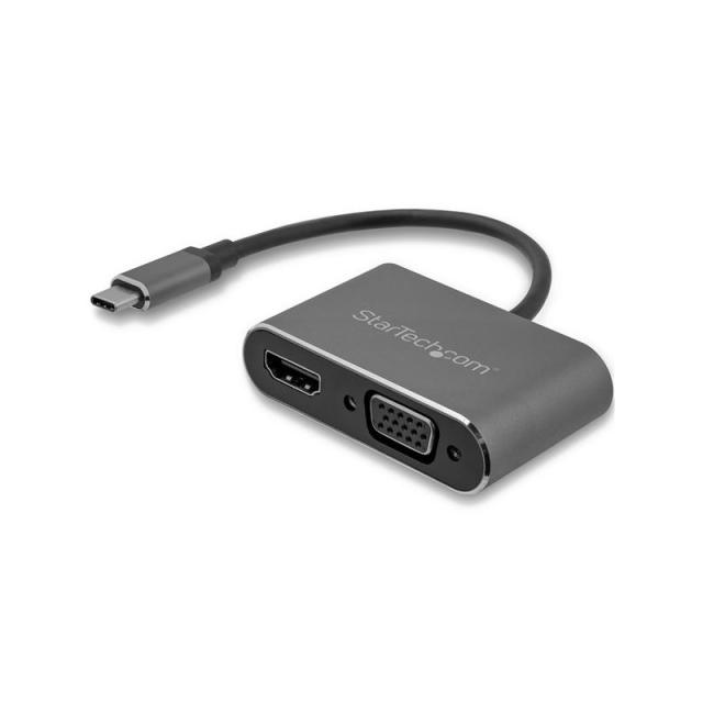 StarTech.com - Adaptador USB-C a VGA y HDMI - 2en1 - 4K 30Hz - Gris Espacial - Adaptador Gráfico Externo USB Tipo C