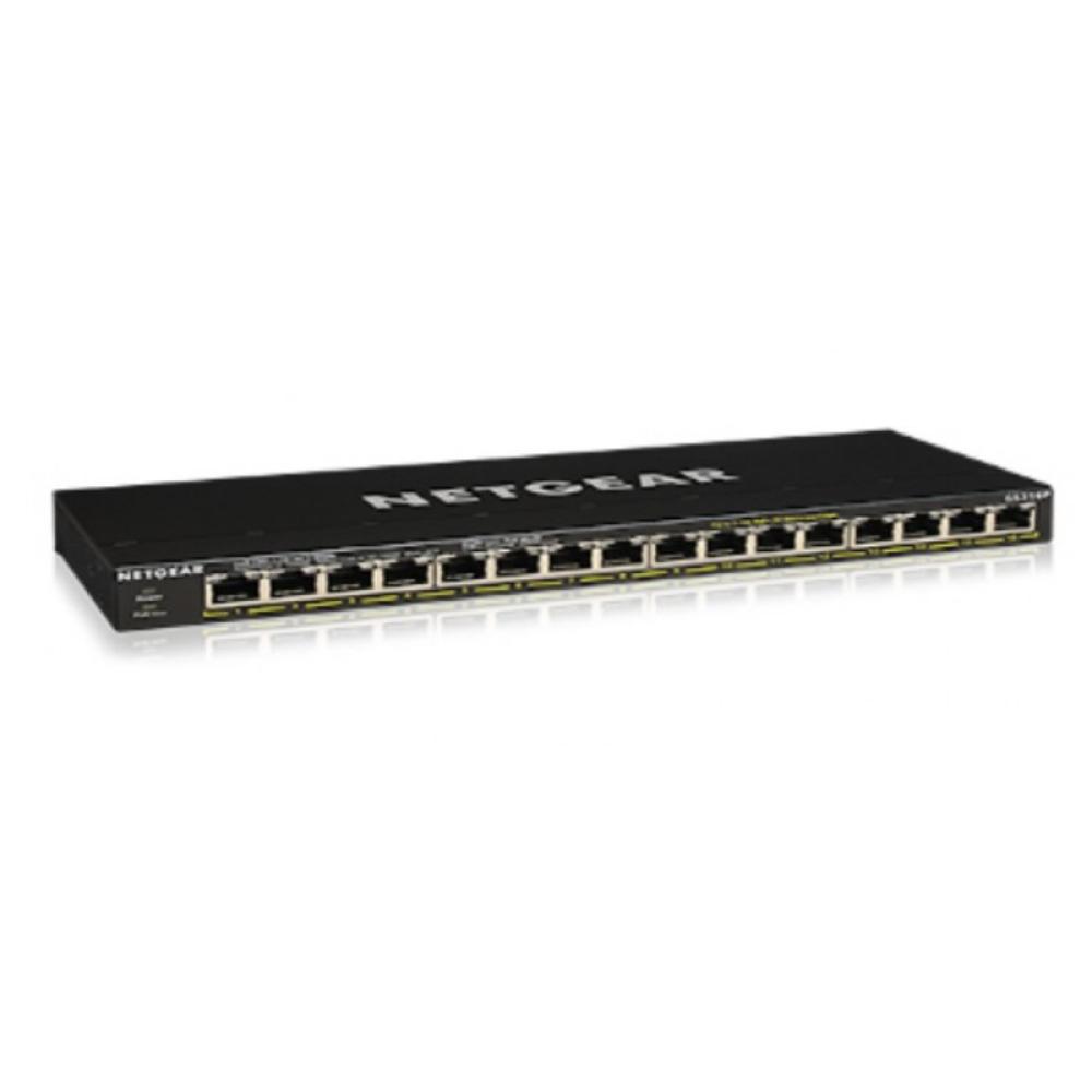 NETGEAR - GS316P No administrado Gigabit Ethernet (10/100/1000) Energía sobre Ethernet (PoE) Negro