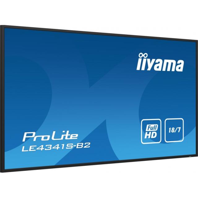 iiyama - PROLITE LE4341S-B2 Pantalla plana para señalización digital 108 cm (42.5") LCD 350 cd / m² Full HD Negro 18/7