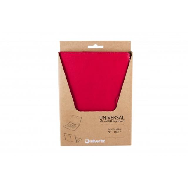 SilverHT - Funda con teclado para tablets de 9 a 10''1 pulgadas Rojo y Blanco
