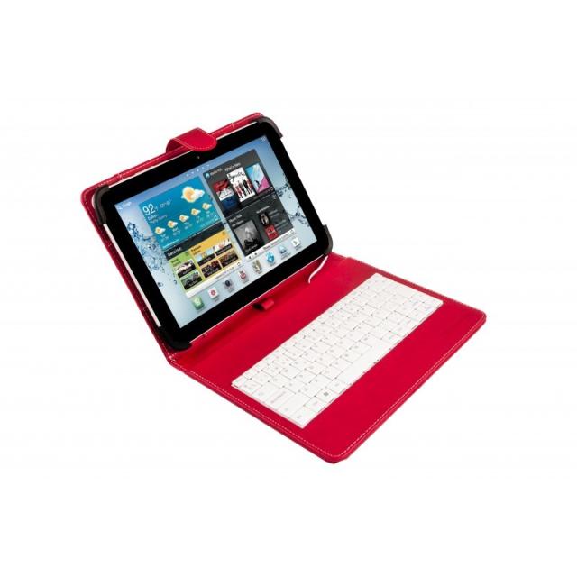 SilverHT - Funda con teclado para tablets de 9 a 10''1 pulgadas Rojo y Blanco
