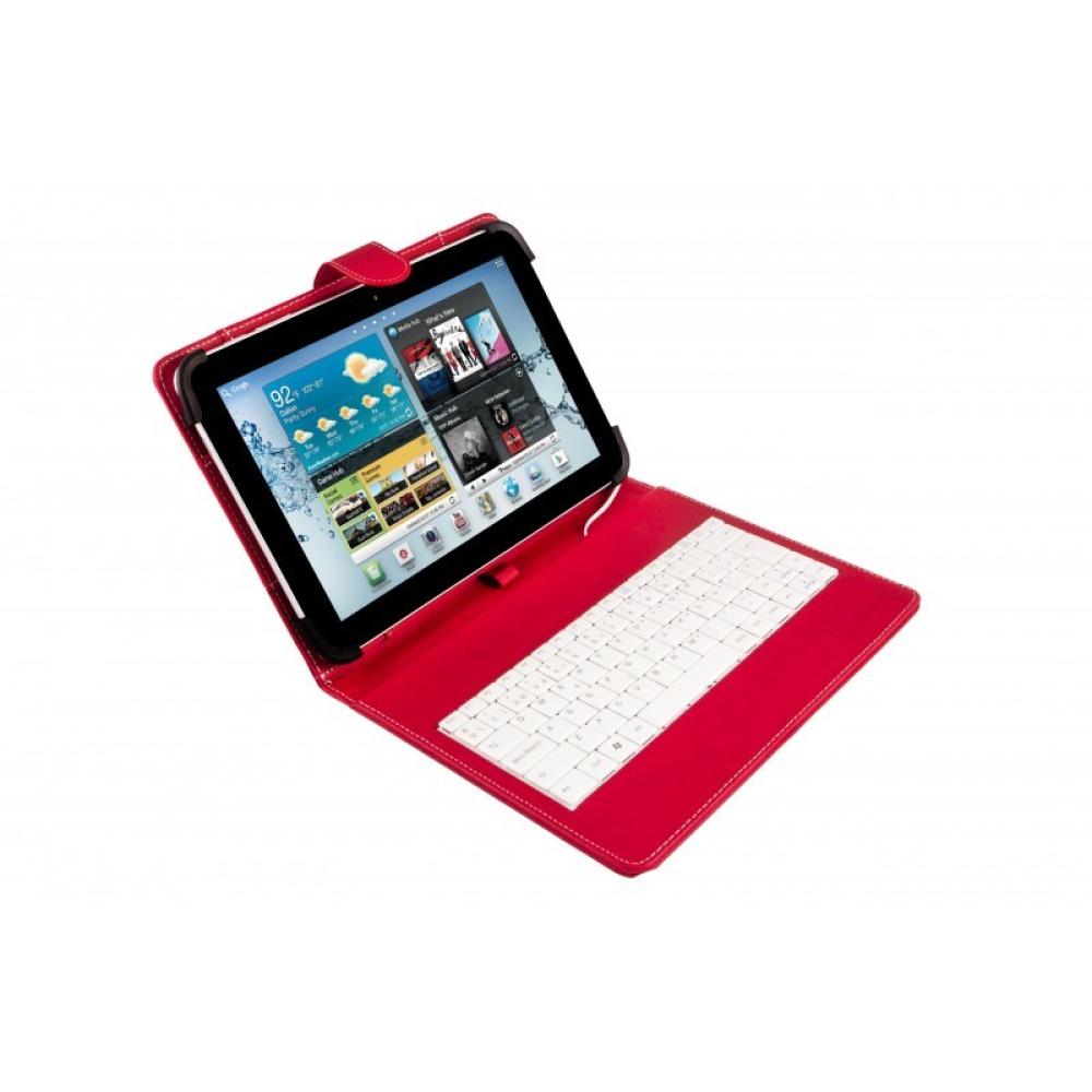 SilverHT - Funda con teclado para tablets de 9 a 10''1 pulgadas Rojo y Blanco