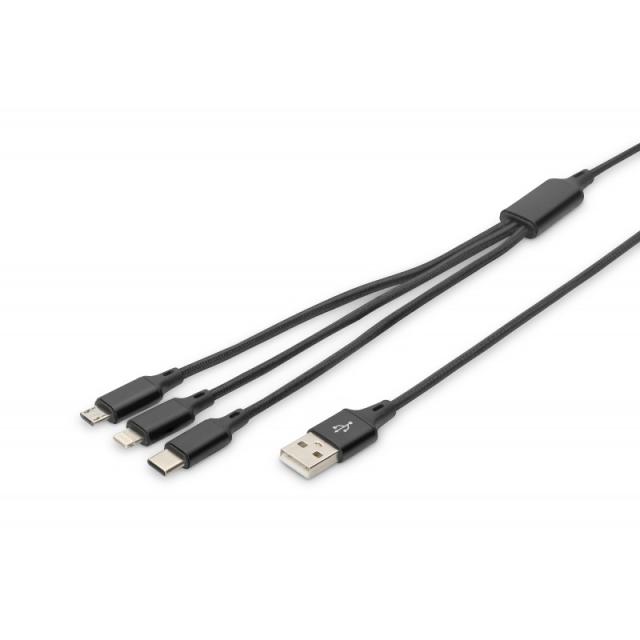 Digitus - Cable de carga USB 3 en 1, 1 m