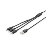 Digitus - Cable de carga USB 3 en 1, 1 m