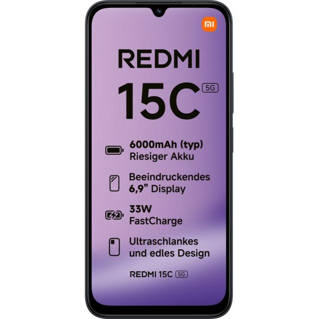 Xiaomi - Redmi 15C 17,5 cm (6.9") 5G USB Tipo C 4 GB 128 GB 6000 mAh Negro