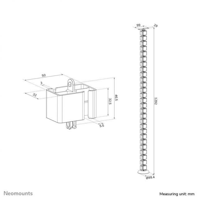 Neomounts - ADS06-130BL Organizador vertebral de cables - fijación con tornillos - universal