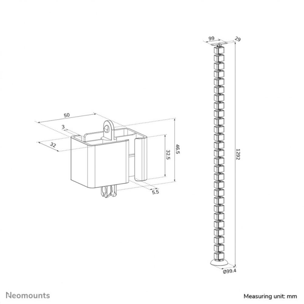 Neomounts - ADS06-130BL Organizador vertebral de cables - fijación con tornillos - universal