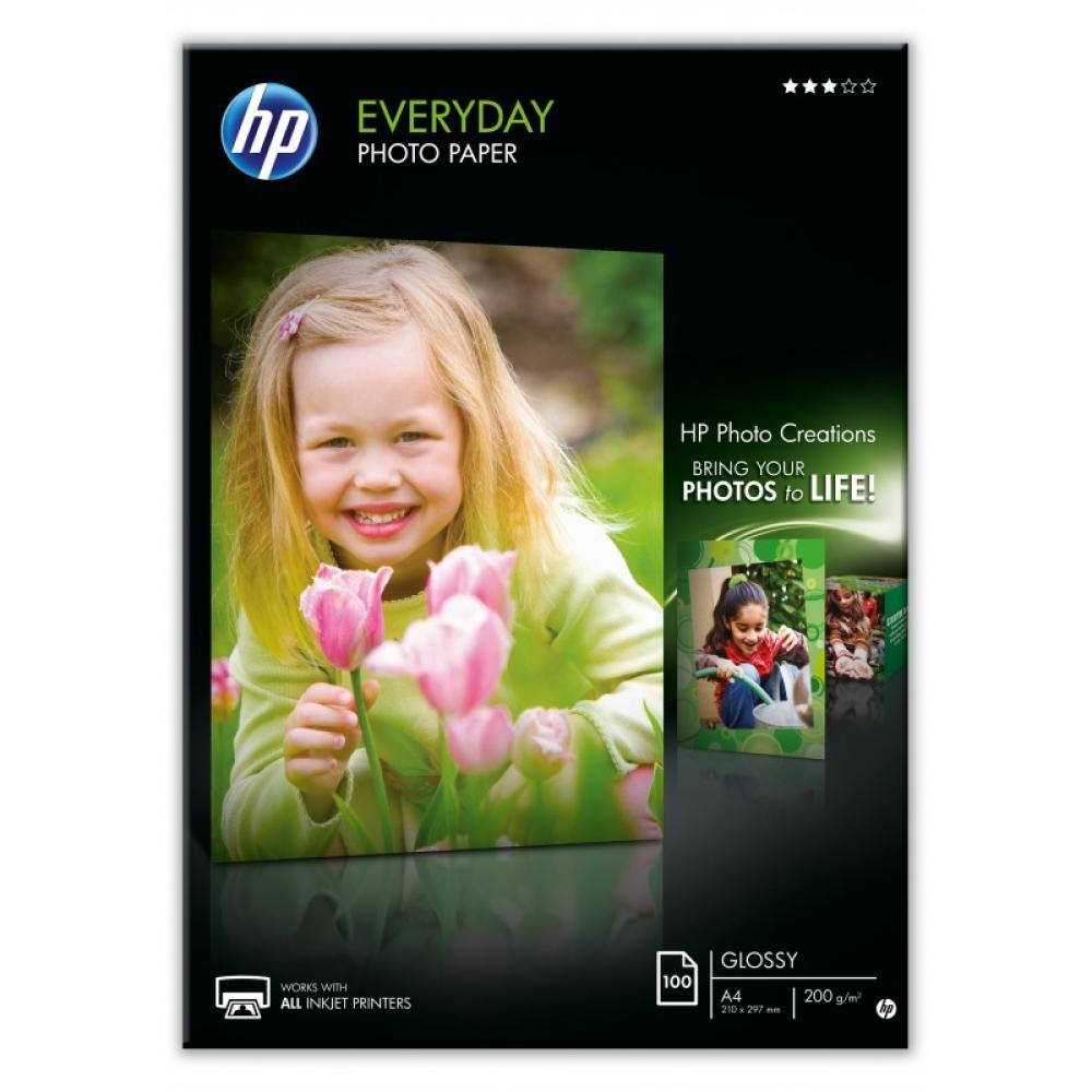 HP - Papel fotográfico Everyday, brillante, 200 g/m2, A4 (210 x 297 mm), 100 hojas