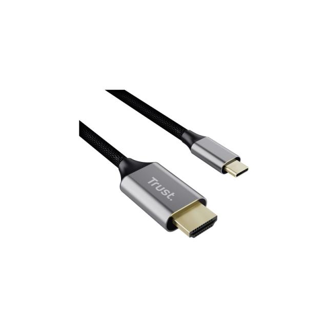 Trust - 25630 cambiador de género para cable USB-C HDMI Negro, Plata