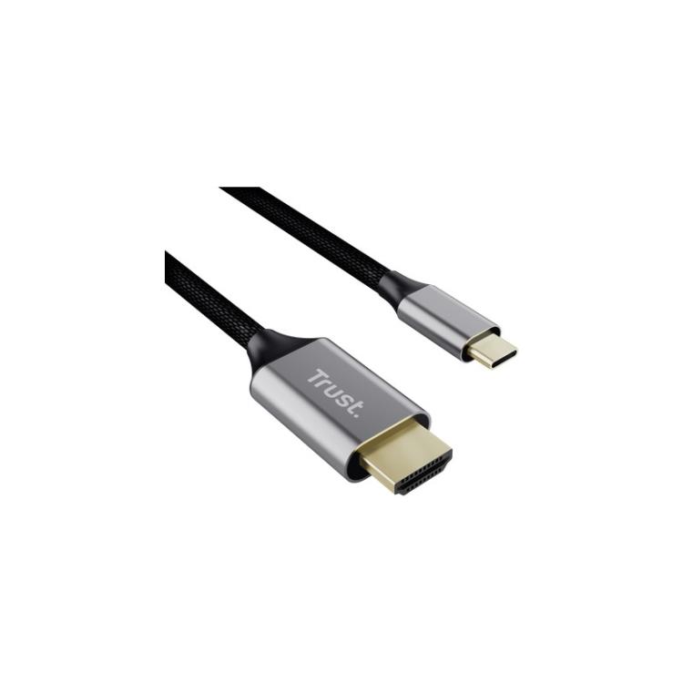 Trust - 25630 cambiador de género para cable USB-C HDMI Negro, Plata