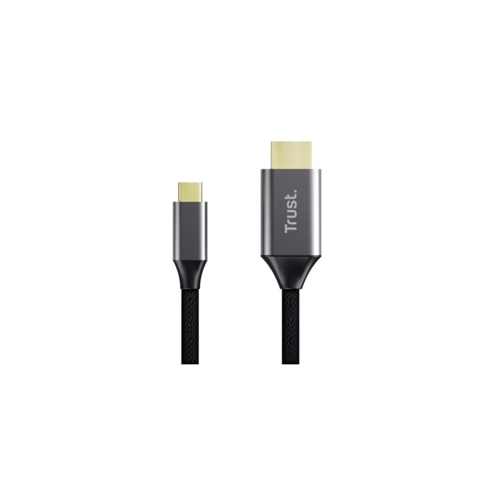 Trust - 25630 cambiador de género para cable USB-C HDMI Negro, Plata