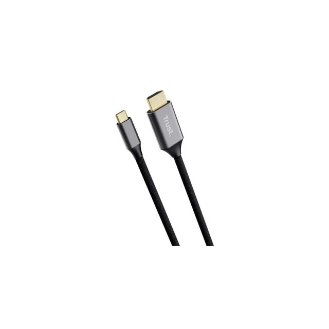 Trust - 25630 cambiador de género para cable USB-C HDMI Negro, Plata