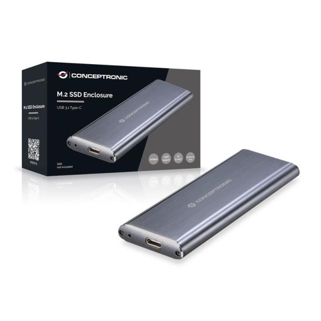 Conceptronic - HDE01G caja para disco duro externo Caja externa para unidad de estado sólido (SSD) Gris M.2