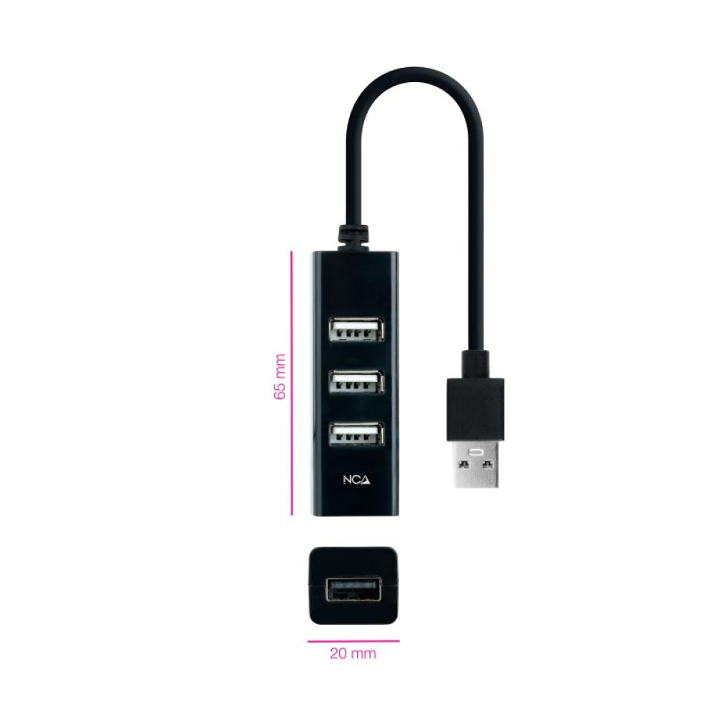 Nanocable - Hub USB 2.0 con 4 Puertos de USB 2.0, USB-A/M-USB 2.0/H, Negro, 15 cm