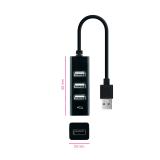 Nanocable - Hub USB 2.0 con 4 Puertos de USB 2.0, USB-A/M-USB 2.0/H, Negro, 15 cm