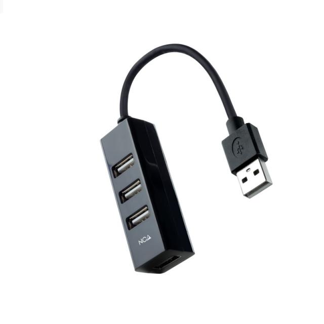 Nanocable - Hub USB 2.0 con 4 Puertos de USB 2.0, USB-A/M-USB 2.0/H, Negro, 15 cm