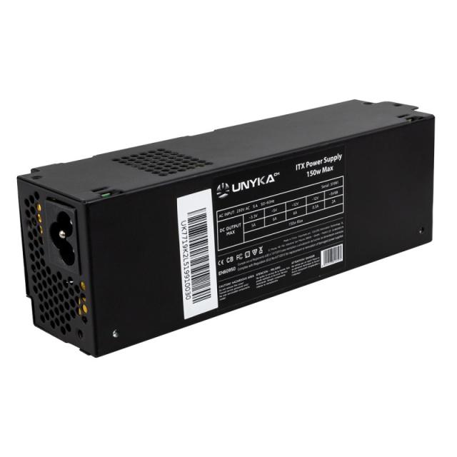 UNYKAch - ITX 150 unidad de fuente de alimentación 150 W 20+4 pin ATX Flex ATX Negro