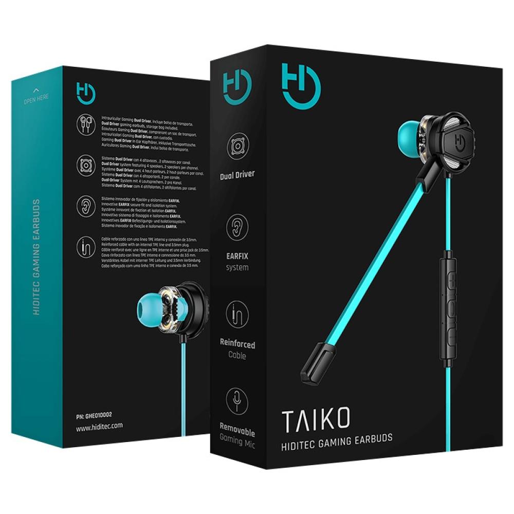 Hiditec - Taiko Auriculares Alámbrico Dentro de oído Juego Negro, Turquesa
