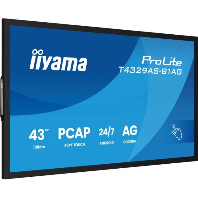 iiyama - T4329AS-B1AG pantalla para PC 108 cm (42.5") 3840 x 2160 Pixeles 4K Ultra HD LED Pantalla táctil Negro