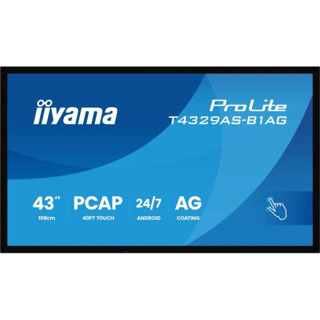 iiyama - T4329AS-B1AG pantalla para PC 108 cm (42.5") 3840 x 2160 Pixeles 4K Ultra HD LED Pantalla táctil Negro