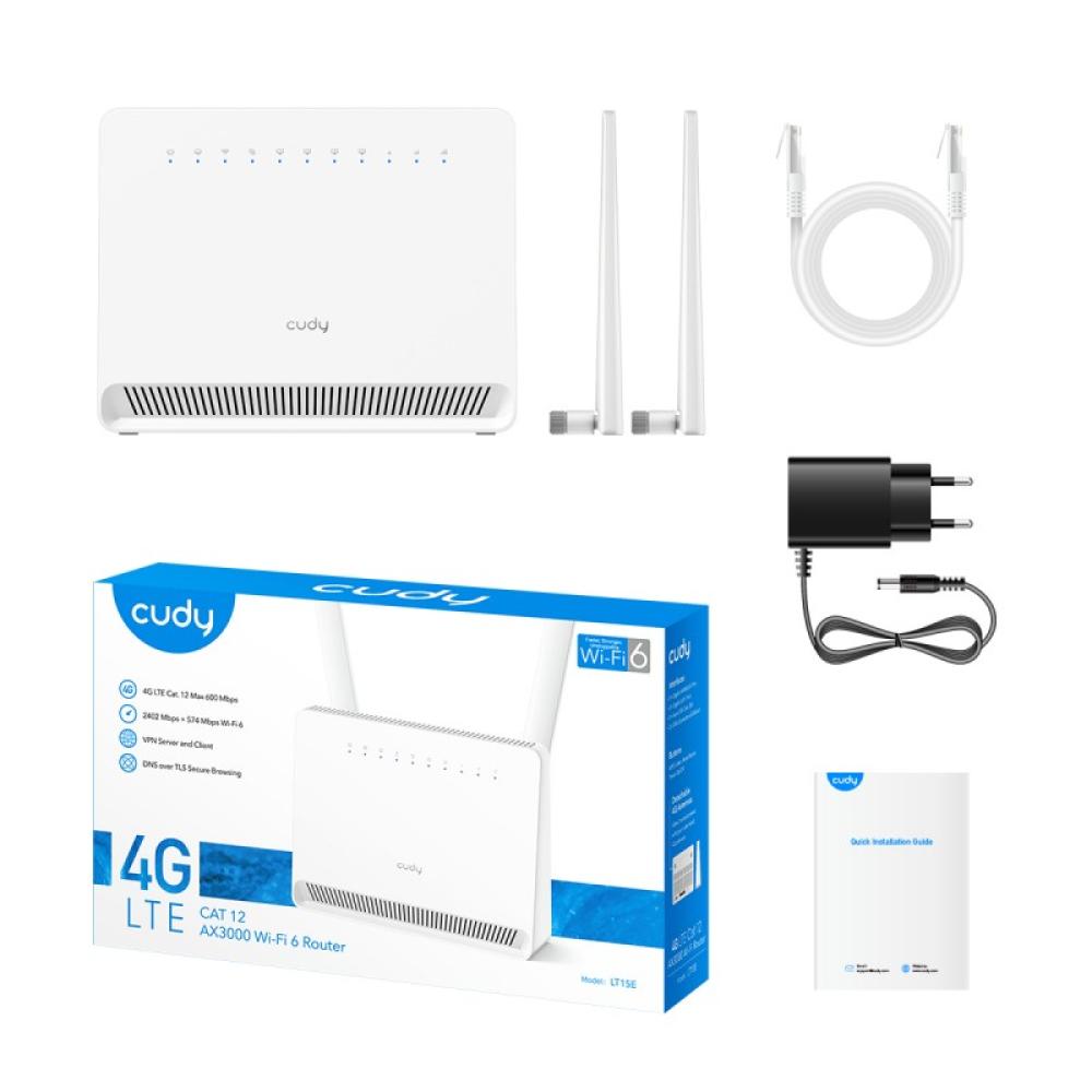 Cudy - LT15E router inalámbrico Gigabit Ethernet Doble banda (2,4 GHz / 5 GHz) 4G Blanco