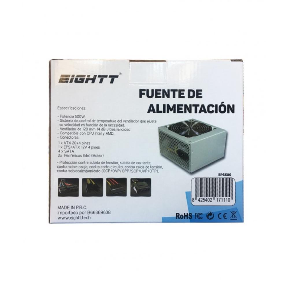 Eightt - EPS500 unidad de fuente de alimentación 500 W 20+4 pin ATX Gris