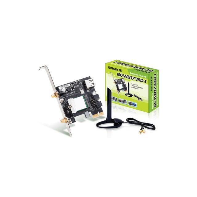 GIGABYTE - Gigabyte GC-WB1733D-I, Interno, Inalámbrico, PCI Express, WLAN / Bluetooth, Wi-Fi 5 (802.11ac), 1733 Mbit/s