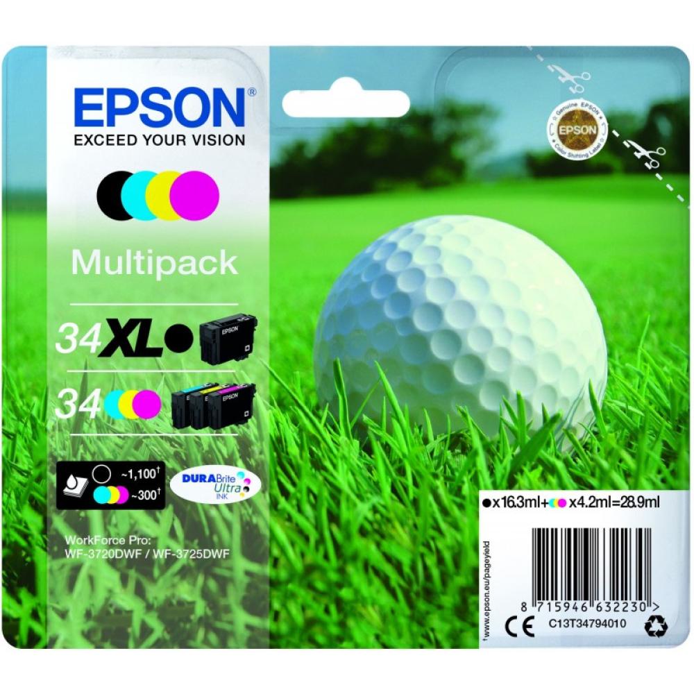Epson - Golf ball C13T34794010 cartucho de tinta 1 pieza(s) Original Alto rendimiento (XL) Negro, Cian, Magenta, Amarillo