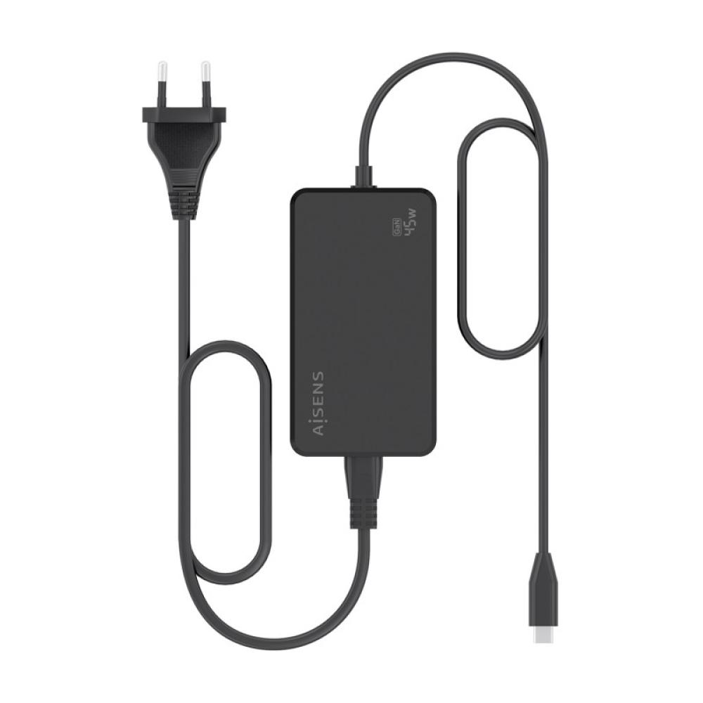 AISENS - Cargador De Sobremesa GaN 45W PD3.0 1xUSB-C 1.8m, Negro
