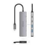 AISENS - USB-C Dock 5 en 1, USB-C a 1xHDMI 2xUSB-A 1xUSB-C 1xUSB-C PD, Gris, 15cm