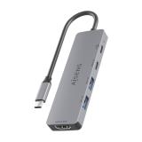 AISENS - USB-C Dock 5 en 1, USB-C a 1xHDMI 2xUSB-A 1xUSB-C 1xUSB-C PD, Gris, 15cm