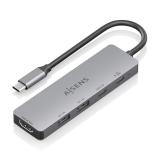 AISENS - USB-C Dock 5 en 1, USB-C a 1xHDMI 2xUSB-A 1xUSB-C 1xUSB-C PD, Gris, 15cm