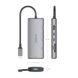 AISENS - USB-C Dock 6 en 1, USB-C a 1xHDMI, 1xUSB-A 10G, 2xUSB-C 10G, 1xSD, 1xMicroSD, Gris, 20cm
