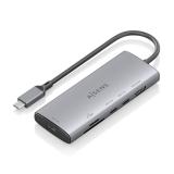 AISENS - USB-C Dock 6 en 1, USB-C a 1xHDMI, 1xUSB-A 10G, 2xUSB-C 10G, 1xSD, 1xMicroSD, Gris, 20cm