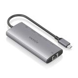 AISENS - USB-C Dock 6 en 1, USB-C a 1xHDMI, 1xRJ45, 1xUSB-A 10G, 2xUSB-C 10G, 1xUSB-C PD, Gris, 20cm