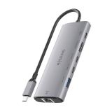 AISENS - USB-C Dock 6 en 1, USB-C a 1xHDMI, 1xRJ45, 1xUSB-A 10G, 2xUSB-C 10G, 1xUSB-C PD, Gris, 20cm