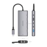 AISENS - USB-C Dock 6 en 1, USB-C a 1xHDMI, 1xRJ45, 1xUSB-A 10G, 2xUSB-C 10G, 1xUSB-C PD, Gris, 20cm