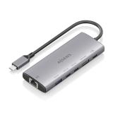 AISENS - USB-C Dock 6 en 1, USB-C a 1xHDMI, 1xRJ45, 1xUSB-A 10G, 2xUSB-C 10G, 1xUSB-C PD, Gris, 20cm
