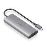 AISENS - USB-C Dock 7 en 1, USB-C a 1xHDMI, 1xUSB-A 10G, 2xUSB-C 10G, 1xSD, 1xMicroSD, 1xUSB-C PD 100W, Gris, 20cm