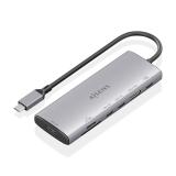 AISENS - USB-C Dock 7 en 1, USB-C a 1xHDMI, 1xUSB-A 10G, 2xUSB-C 10G, 1xSD, 1xMicroSD, 1xUSB-C PD 100W, Gris, 20cm