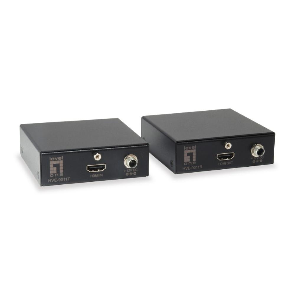 LevelOne - HVE-9010 extensor audio/video Transmisor y receptor de señales AV Negro
