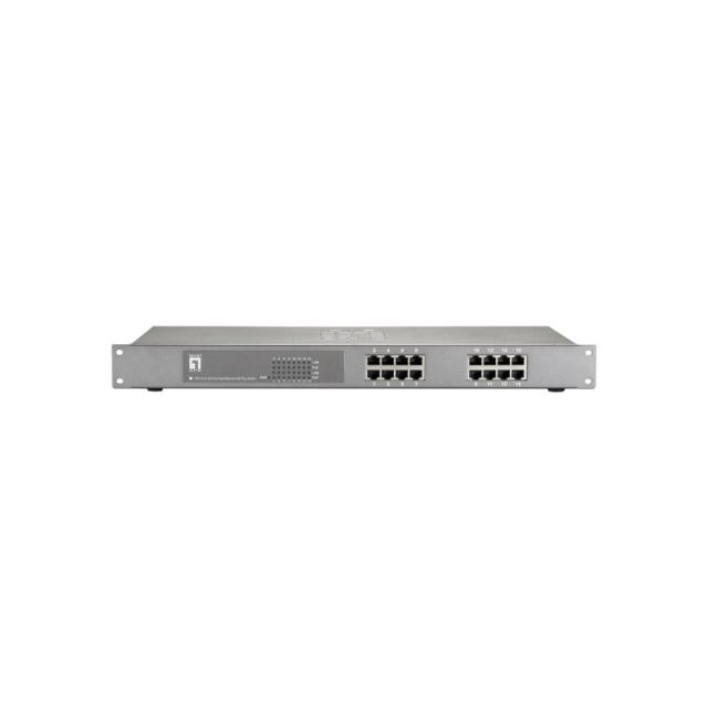 LevelOne - Switch Fast Ethernet PoE de 16 puertos, 480W, 802.3at PoE+