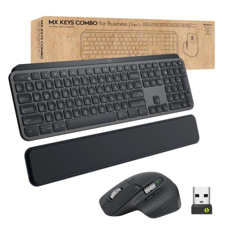 Logitech - Master MX Keys Combo for Bussiness teclado Ratón incluido Oficina RF Wireless + Bluetooth QWERTY Español Grafito