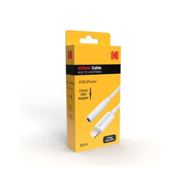 Kodak - 30425842 cable de teléfono móvil Blanco 0,1 m 3,5mm Lightning