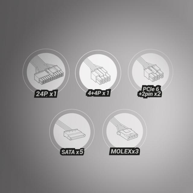 Tacens - RADIX VII AG 600, Fuente Alimentación Full Modular 600W ATX, 10 Años Garantía, 80Plus Silver, +87% Eficiencia, Ventilad