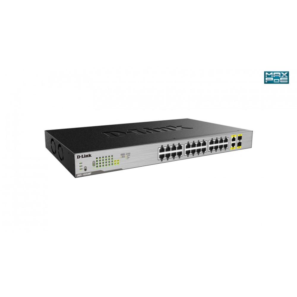 D-Link - DGS-1026MP switch No administrado Gigabit Ethernet (10/100/1000) Energía sobre Ethernet (PoE) Negro, Gris