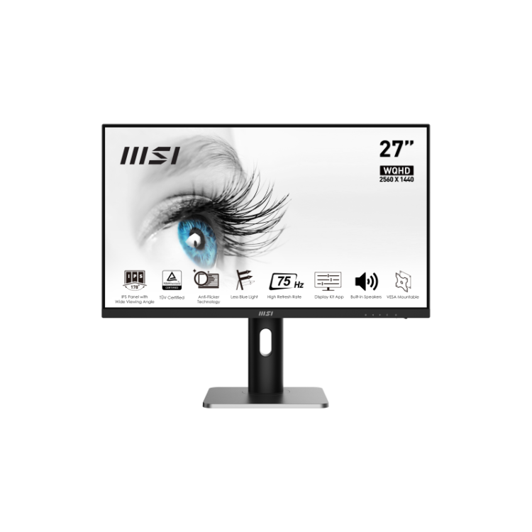 MSI - MSI MONITOR PRO MP273QP. 27 (69 CM) FRAME LESS. 2560x1440 (WQHD). 75HZ. NEGRO